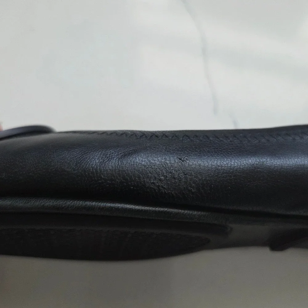 Tory Burch Minnie Travel Ballet Flats Black Leather Logo Medallion 8M 51158251